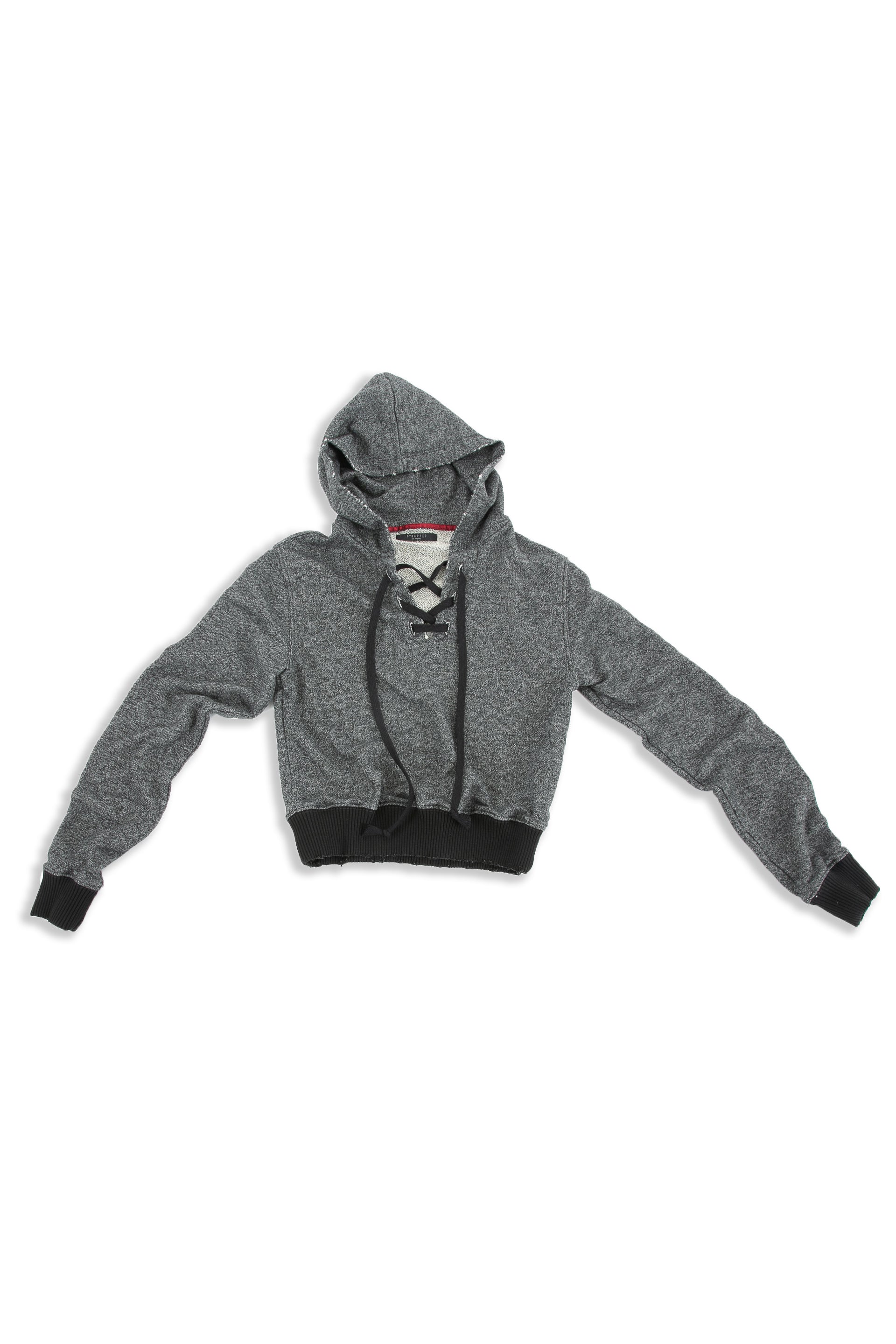 Front of Cropped Hoodie in Black